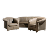 Salon en cuir Aura par Paolo Piva pour Wittmann, années 1980, ensemble de 3