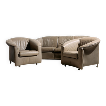 Aura Leather Sofa Set by Paolo Piva for Wittmann, 1980s, Set of 3