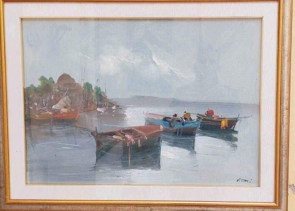 Oil painting on canvas Marine 50x70 Years 60/70 Renato Vitali