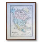 North America, old map, printed in 1852.