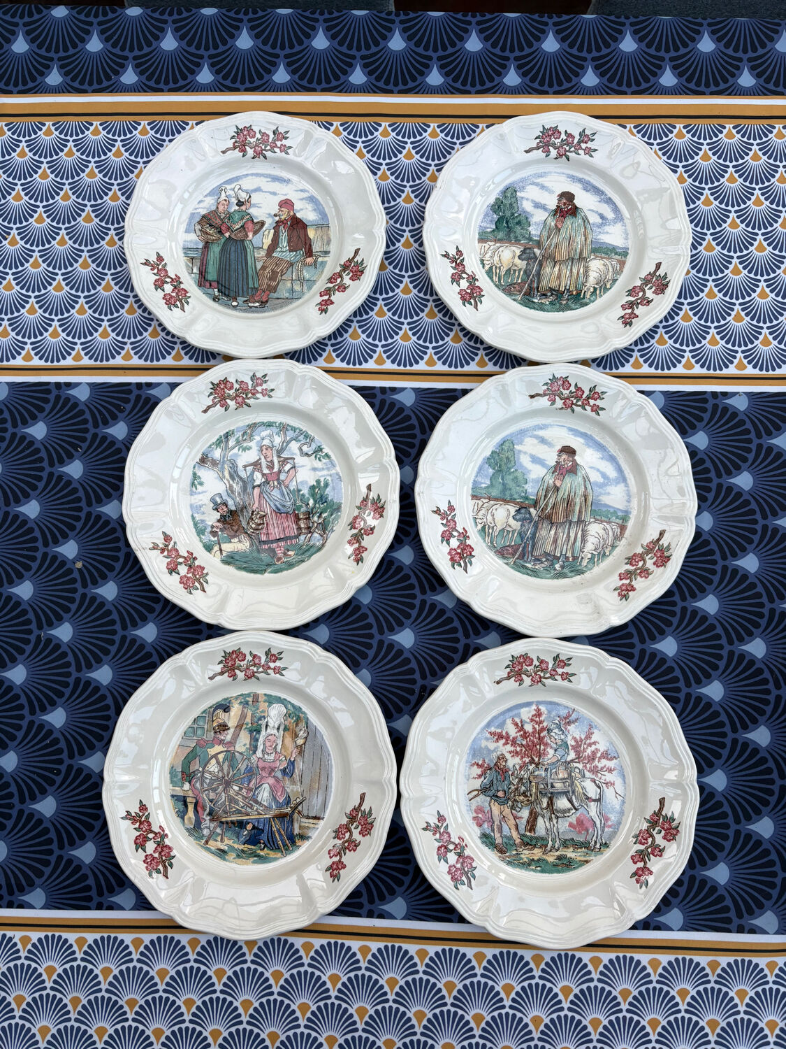 Assiettes à dessert Sarreguemines, collection "Ma Normandie"
