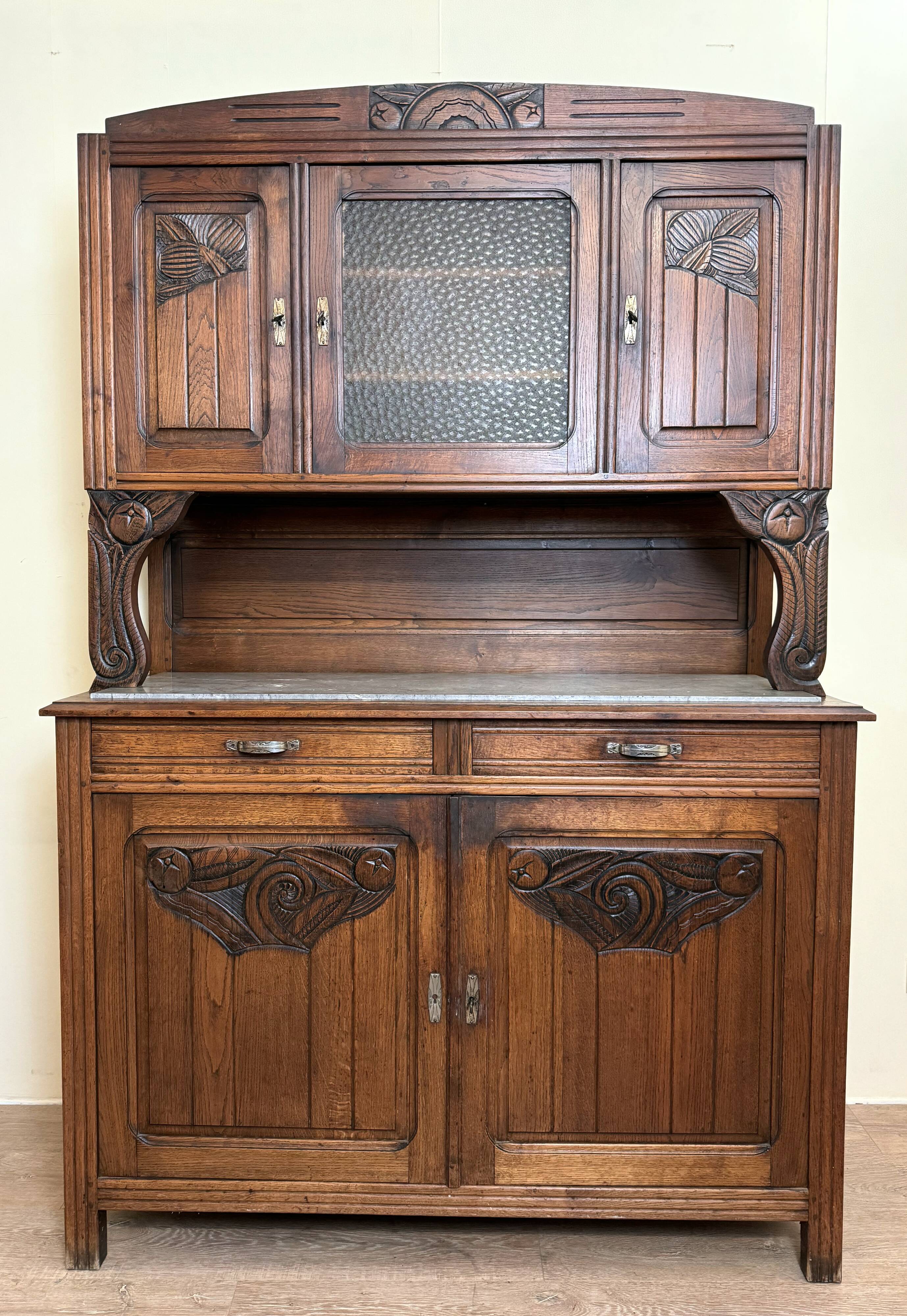 2-body art deco buffet in solid wood circa 1940