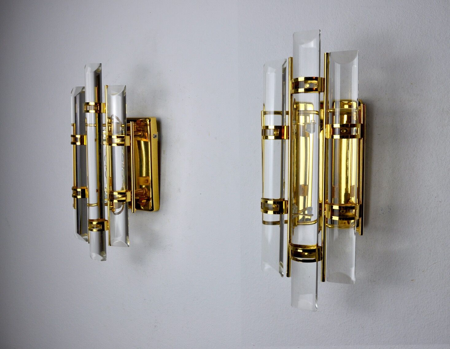 Pair of venini wall lamps Murano glass Italy 1970