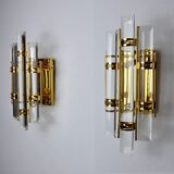 Pair of venini wall lamps Murano glass Italy 1970