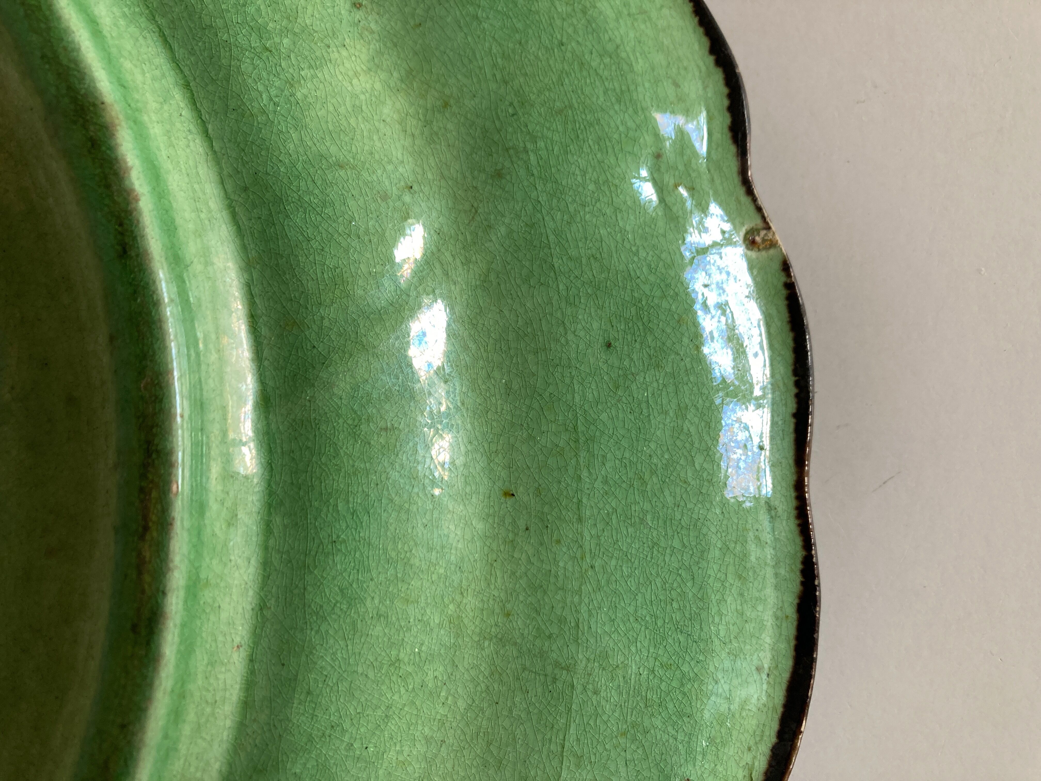 Centerpiece in glazed clay with godrons Dieulefit 1950