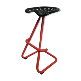 Steel vintage bar stool with tractor seat