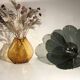 Vintage chandelier in smoked glass and gold metal