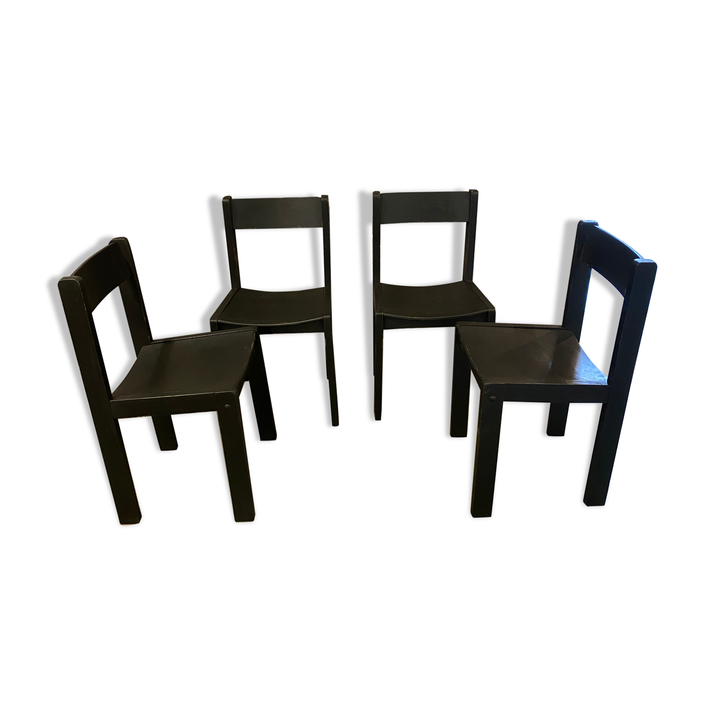 4 vintage 1960 black chairs