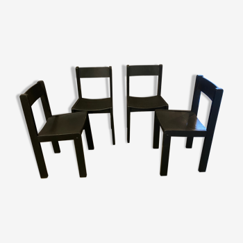4 vintage 1960 black chairs