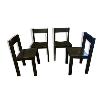 4 vintage 1960 black chairs