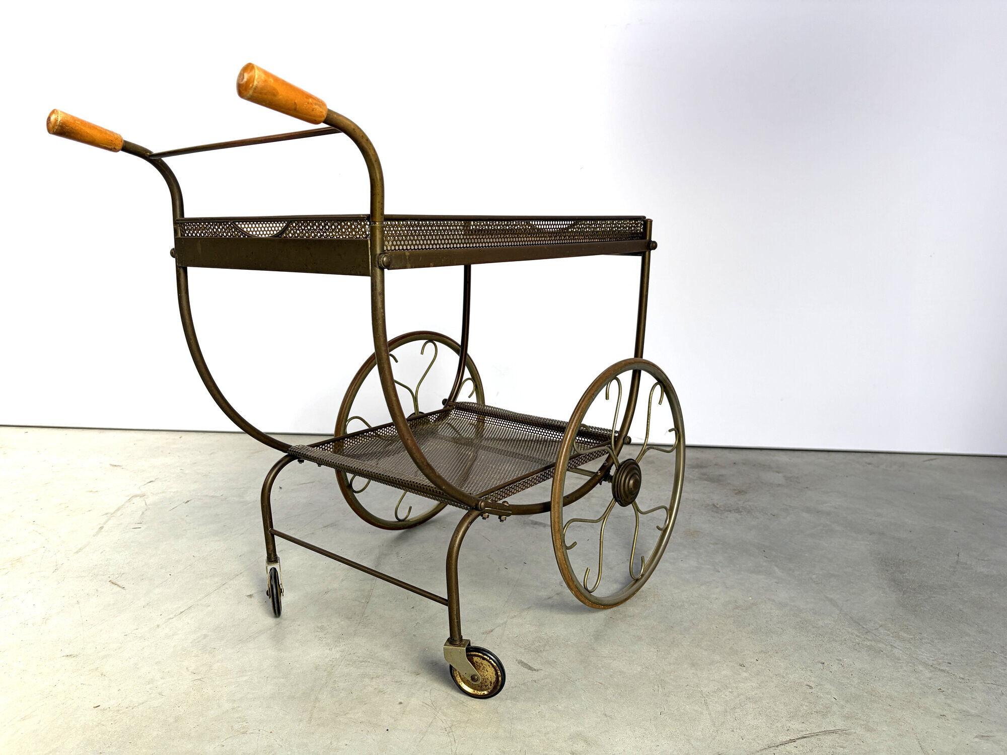 Serving trolley in perforated metal by Josef Frank for Svenskt Tenn, Sweden, 1950s