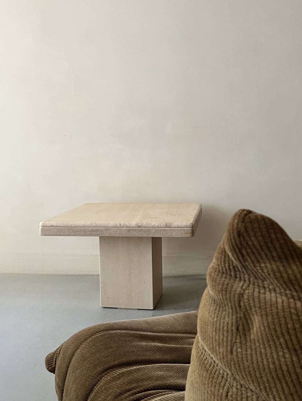 Square travertine coffee table, Italy 1970
