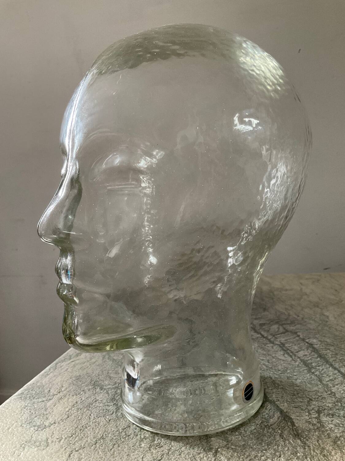 Vintage molded glass hat head from the 60s