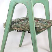 Lot de 2 tabourets verts à fleurs vintage