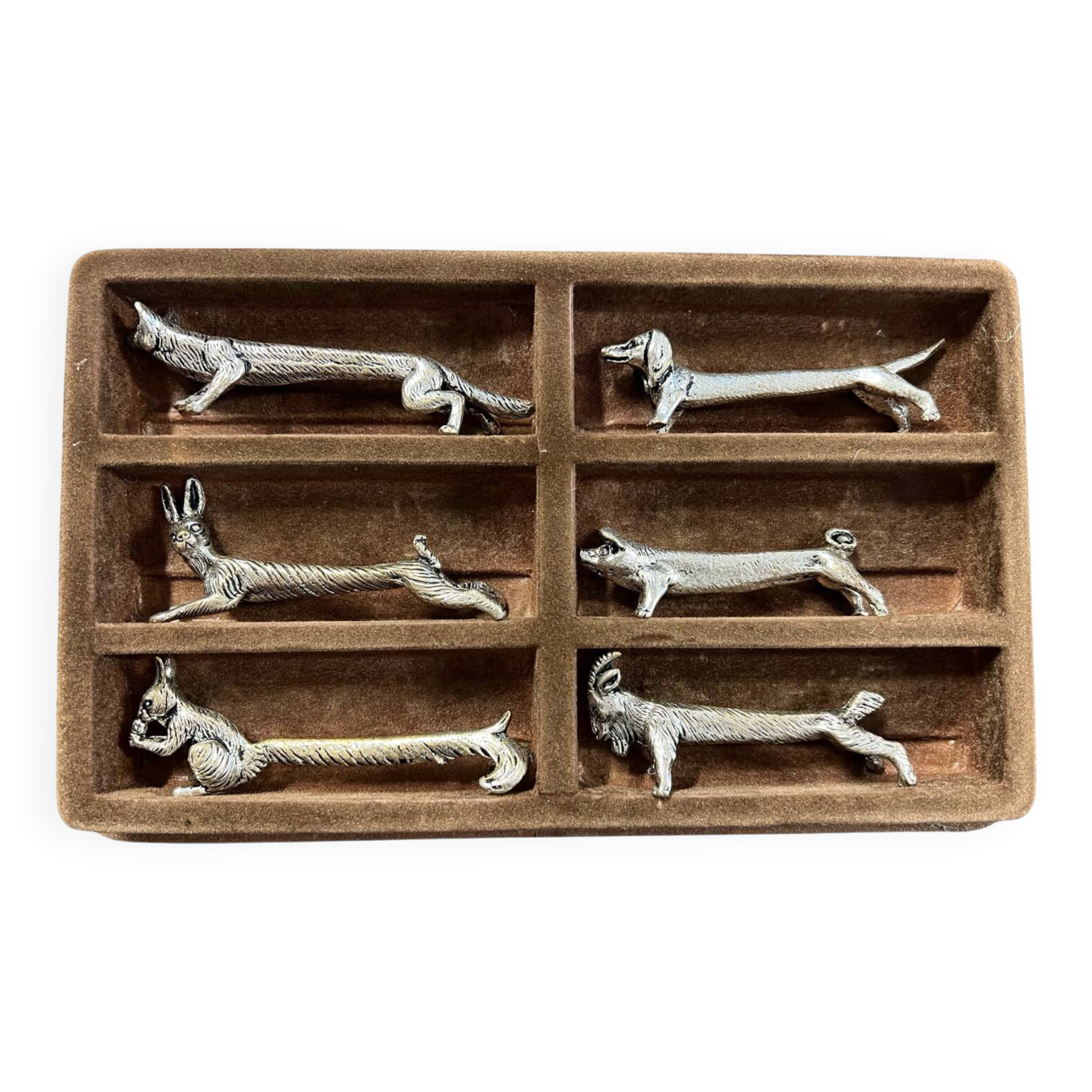 Set of 6 silver-plated animal knife rests