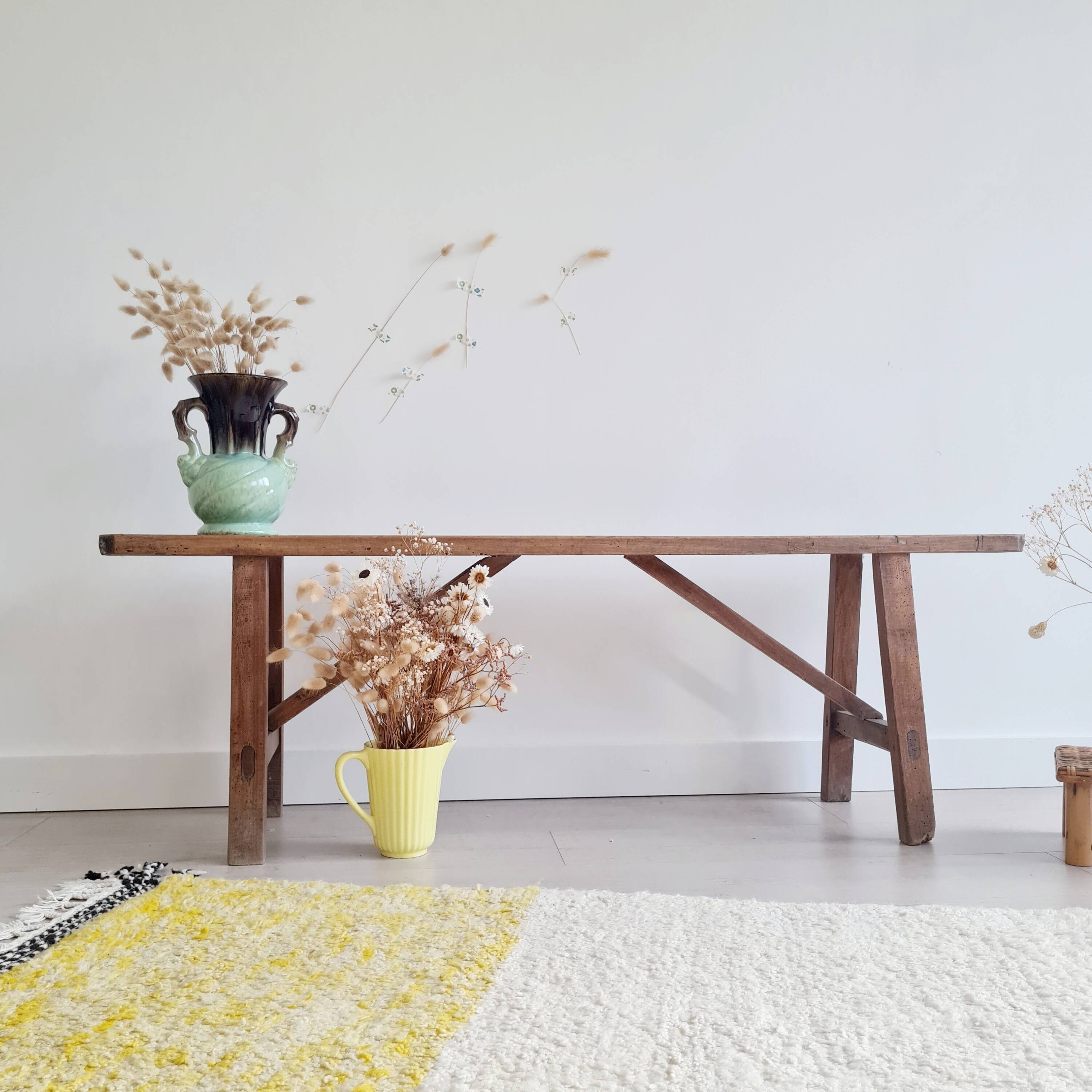 Antique wooden farm bench