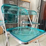 Set of 4 Castelli blue Plia folding chairs