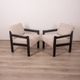 Pair of vintage 80's armchairs in wood and fabric italian design