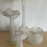 Série 4 vases vintage en verre dépoli