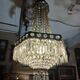 Hexagonal hot air balloon chandelier, glass pendilles, first half of the XX th