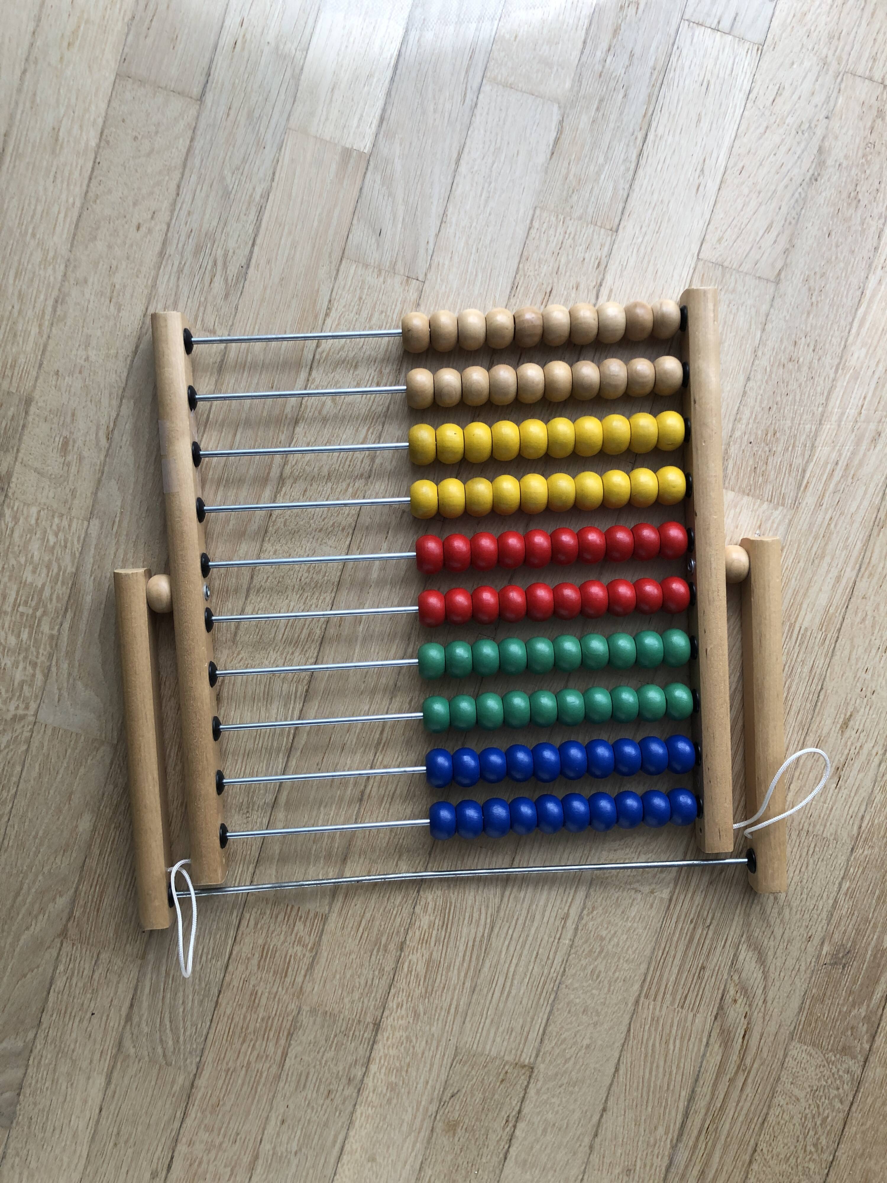 Vintage abacus in wood and primary colors