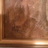 Hs canvas painting "horses" signed l.grun in its frame