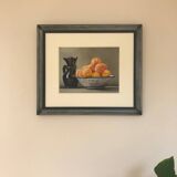 Daniel solnon (1947). pastel. still life with peaches.