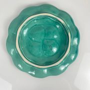 Large oyster plate Gien, slipware, turquoise, 1960-70