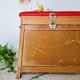 Tabouret pêcheur ancien bois et simili cuir