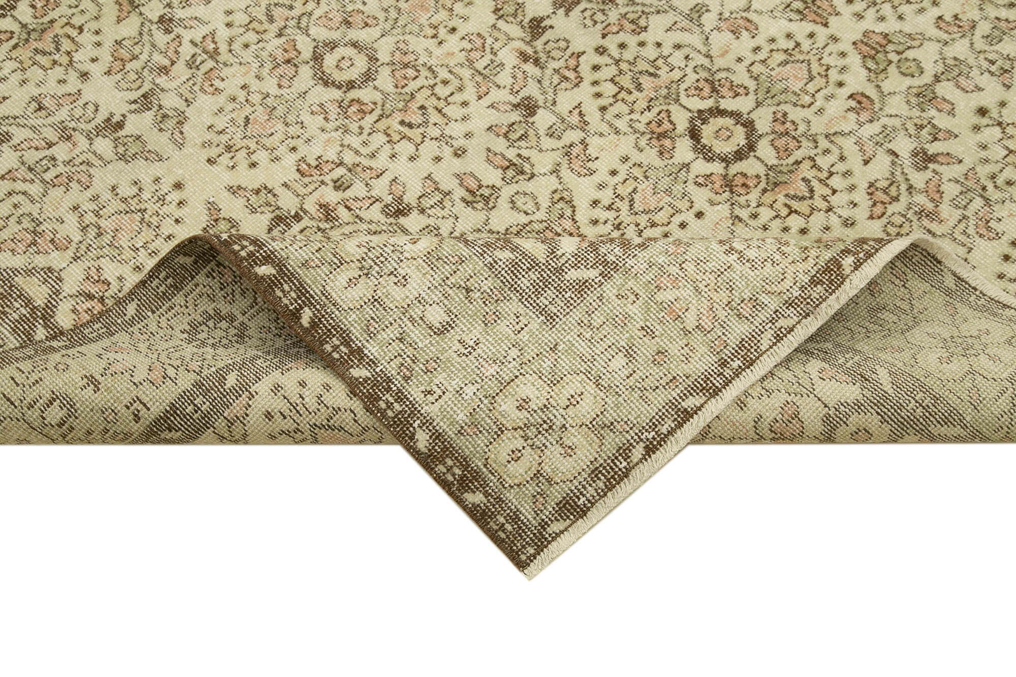 Hand-knotted rustic turkish beige rug 172 cm x 305 cm