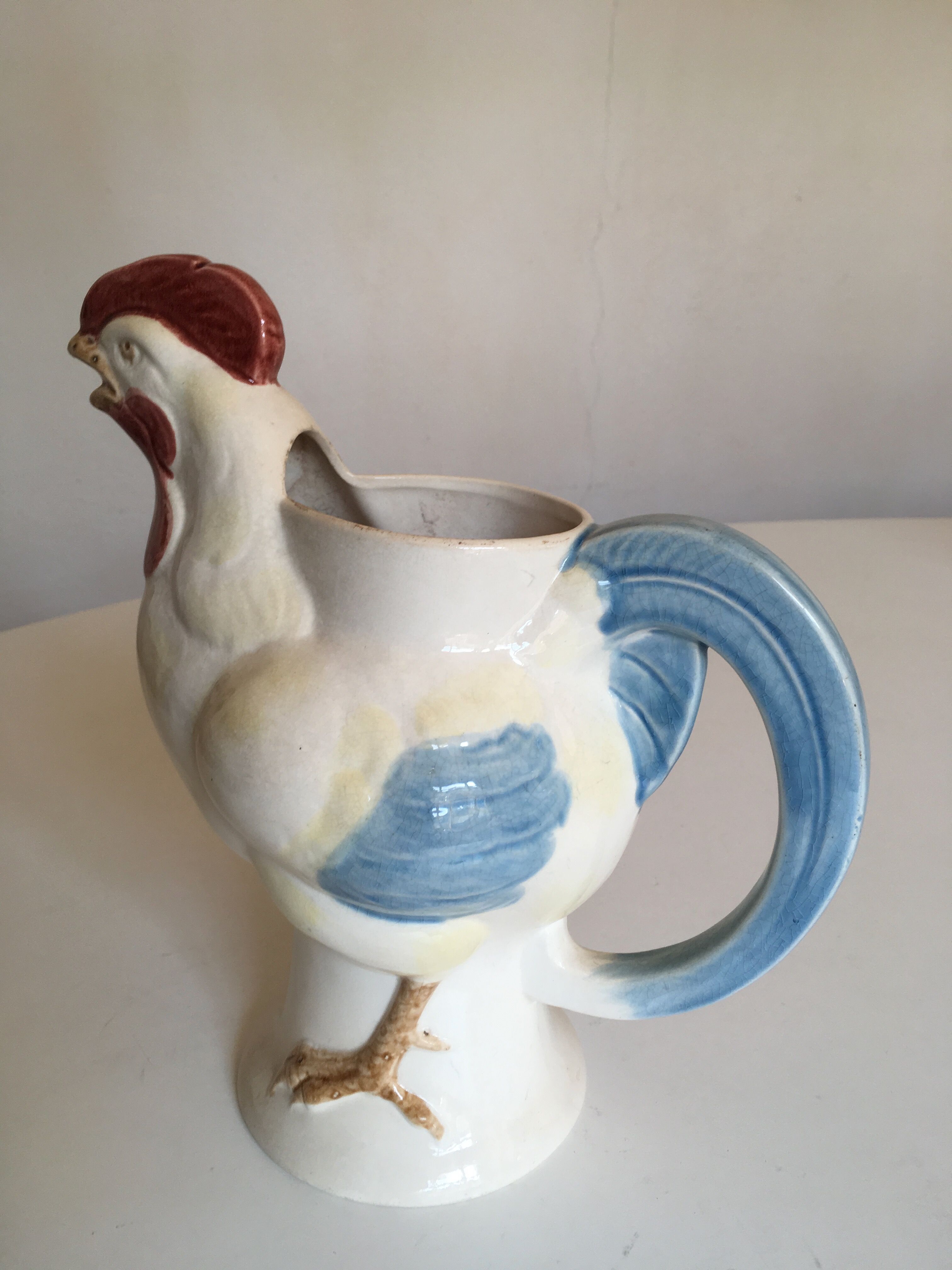 Pichet oiseau zoomorphe en Barbotine de Gien 1920s
