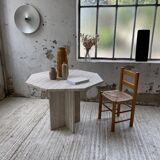 Octagonal travertine coffee table