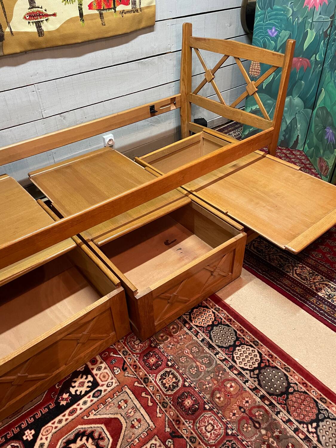 Daybed with vintage box spring, 59/60 cm thick