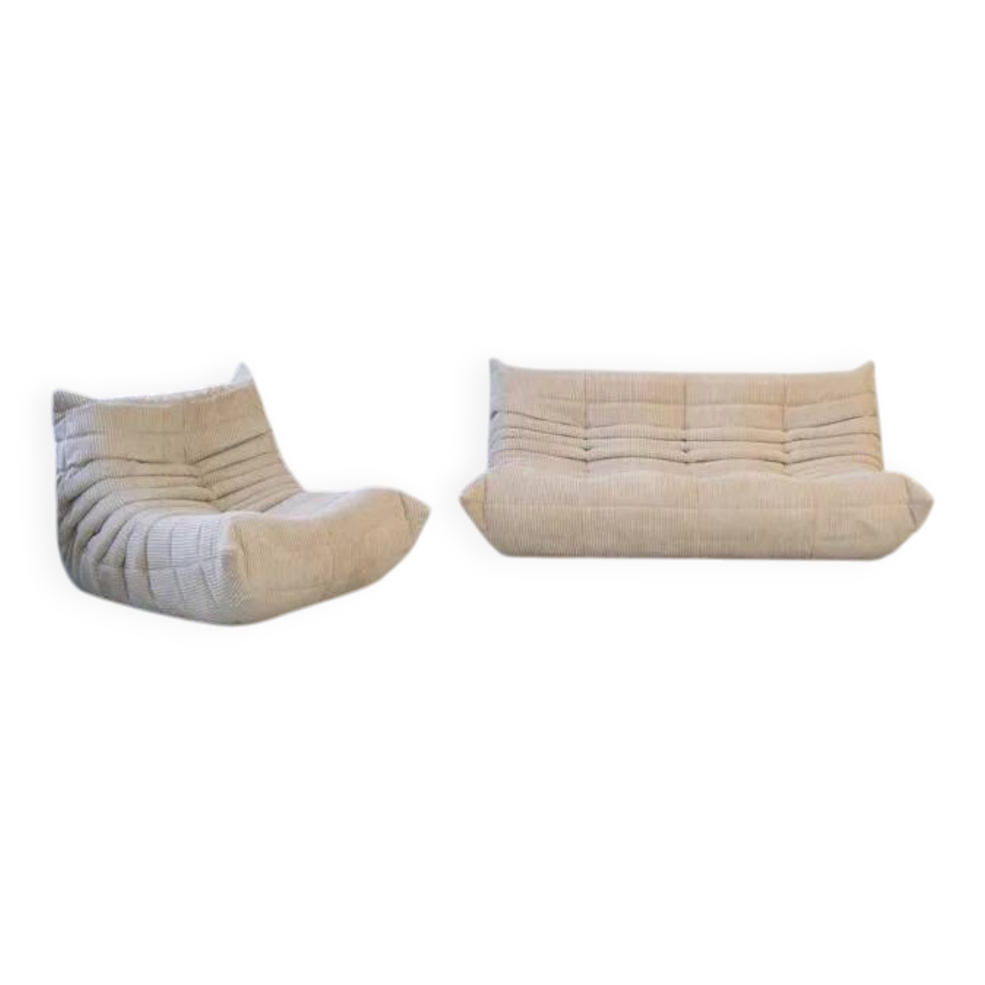 Togo 3 places et fauteuil en velours côtelé blanc