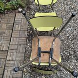 Chaises Formica jaune  pieds compas 1950