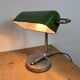Vintage Green Enamel Banker Lamp, 1950s