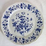 Lot de 6 anciennes assiettes plates décor bleu modèle Rouy, Salins