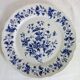Set of 6 old flat plates with blue decoration, Rouy model, Salins