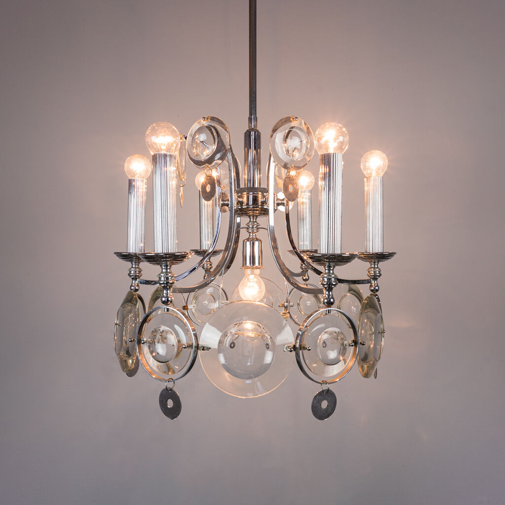 7-light torlasco steel chandelier from the vintage 70s vintage modern