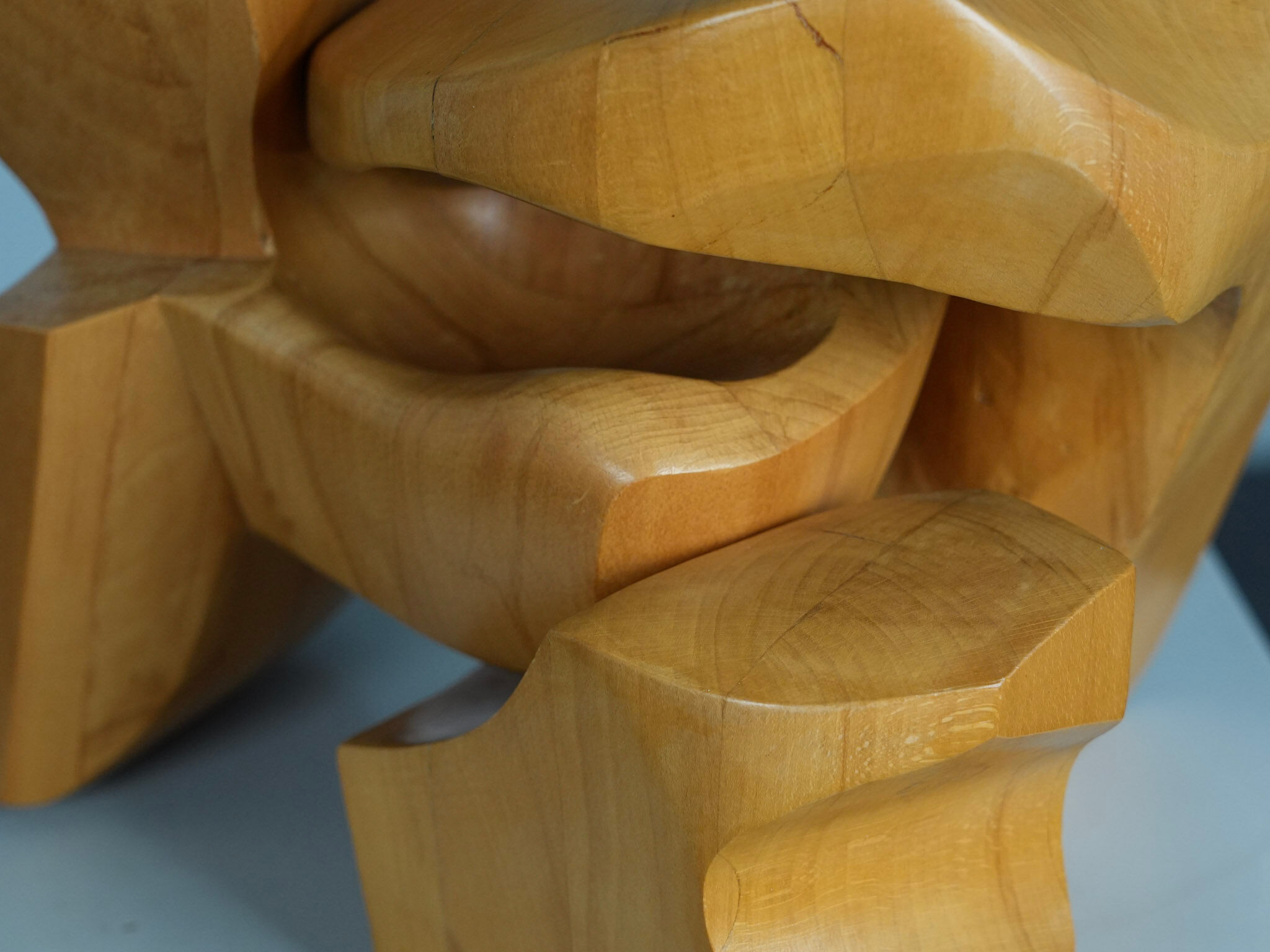 Interlocking abstract wood sculpture by Joop van Bergen, Netherlands, 1980s