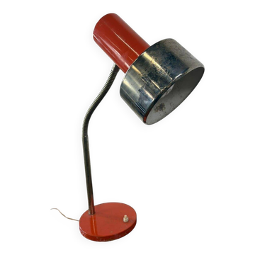Vintage orange desk lamp with chrome accents.