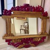 LARGE ITALIAN MIRROR in ART DECO style in gilded wood with fruit decoration