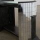 Vintage ebonised oak and mirror mosaic side table