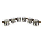 6 tasses art déco métal argenté et verre par Sigg Switzerland