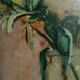 Oil painting on cardboard honeysuckle branch