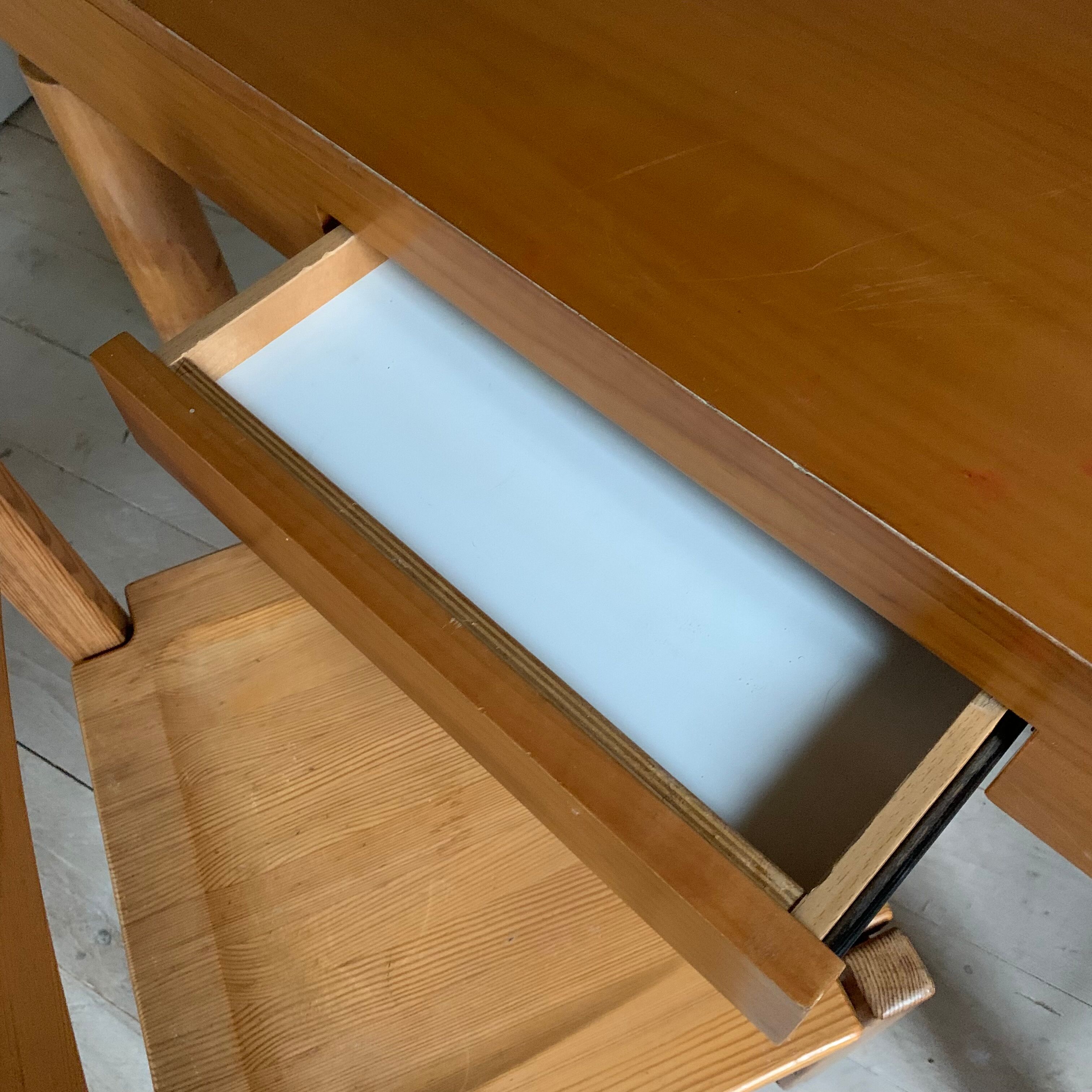 Bureau vintage en orme et chrome