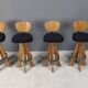 Set of 4 vintage brutalist bar stools, 1960s