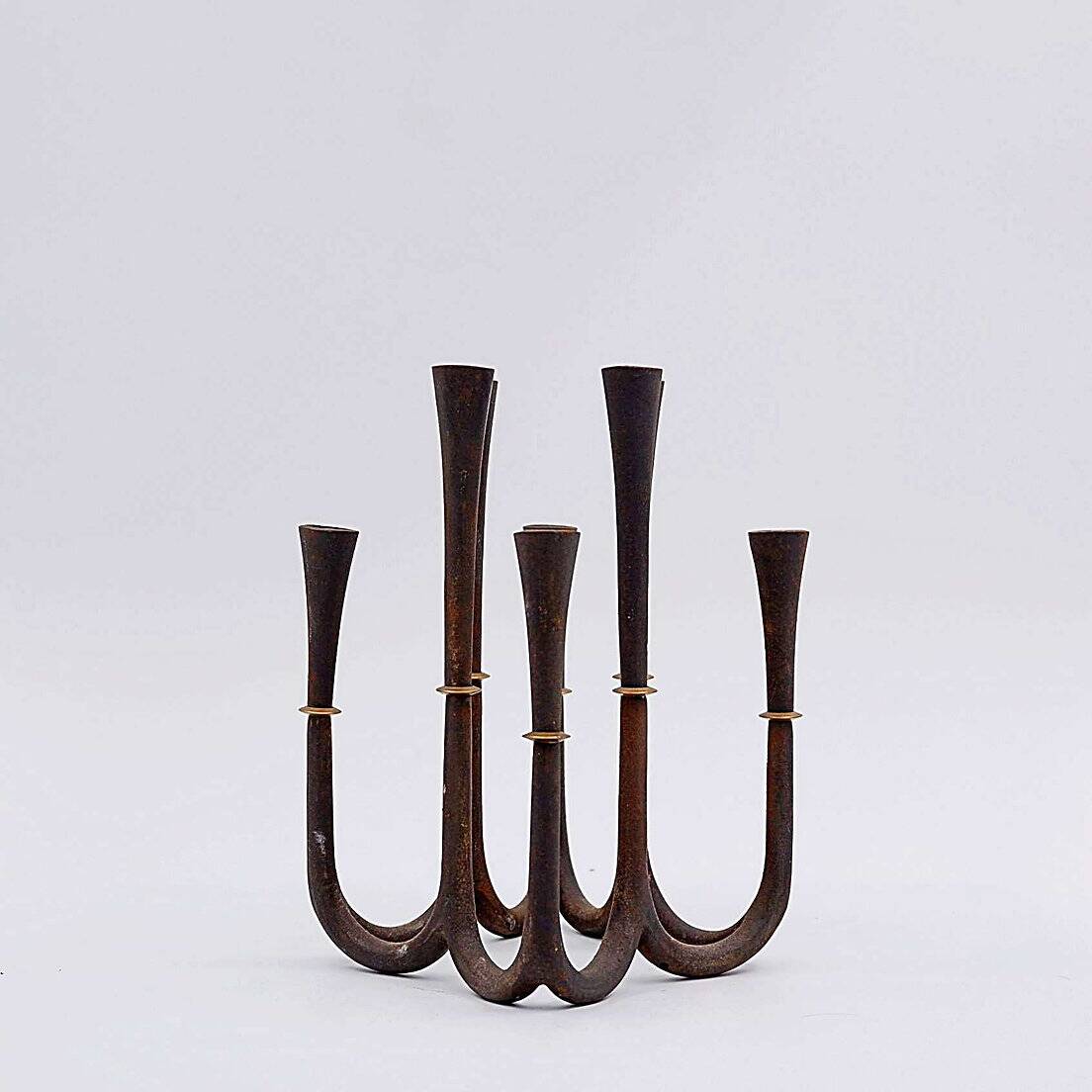 Cast iron and brass candle holder by Jens Quistgaard for Dansk designs, 1960