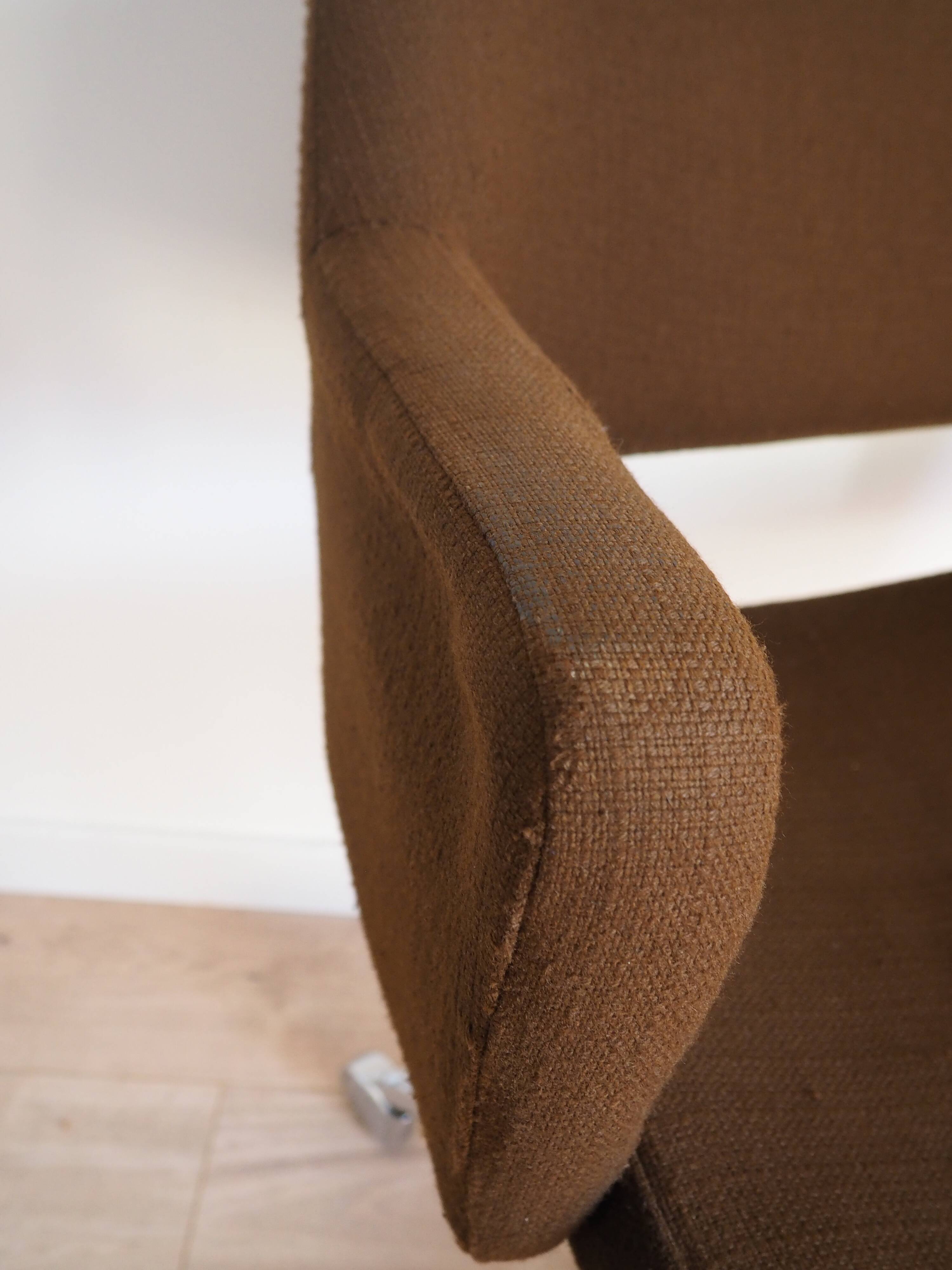 Fauteuil de bureau marron à roulettes, Allemagne 1970