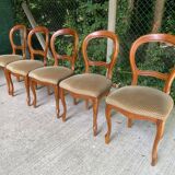 5 vintage Louis Philippe dining chairs Solid curved wood